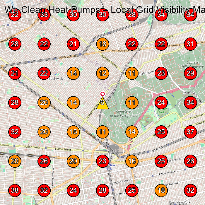 We Clean Heat Pumps GeoGrid visibility map for Hvac Contractor in Brooklyn